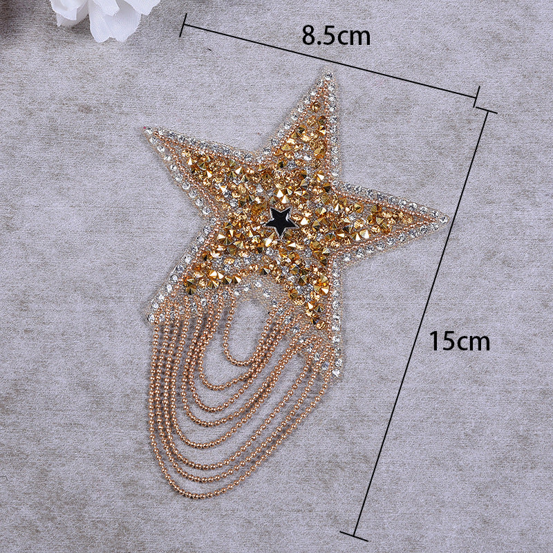 New pentagram fringed diamond hot map hat hot diamond accessories cloth sticker - Clpatch