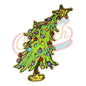 Christmas Tree Multicolor chenille adhesive patches with gold broder - Clpatch