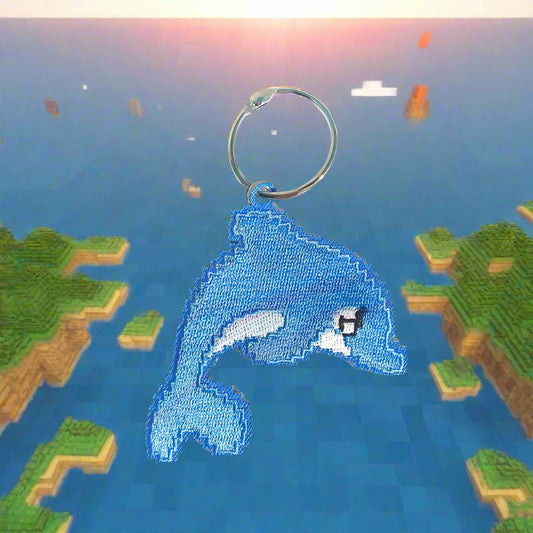 Dolphin Minecraft Dolphin Pixel Style Embroidered keychain Clpatch   huge range of embroidery patch