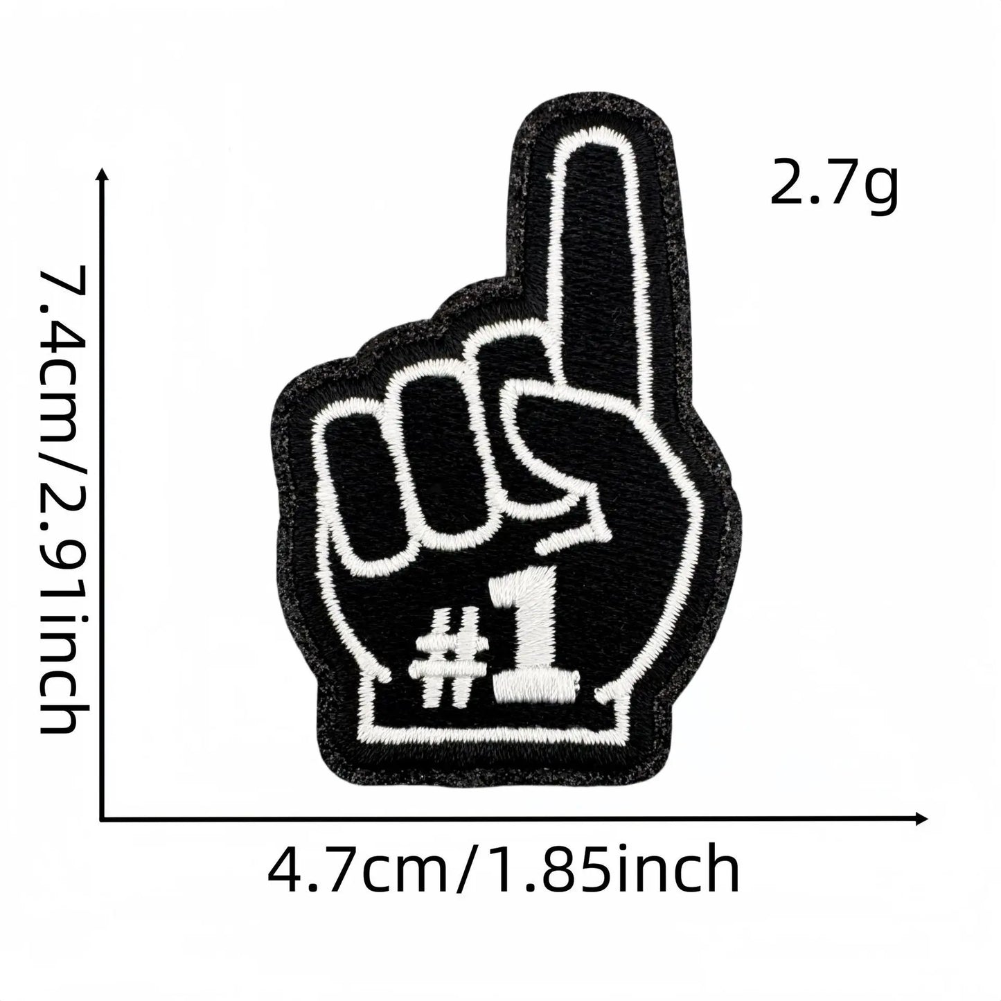 Trendy Small Glitter Sport Number One Finger Trucker Hat Patches - Clpatch