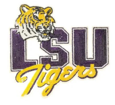 NCAA Trendy Purple LSU Tiger Sequin Patches Iron on big patch - Clpatch