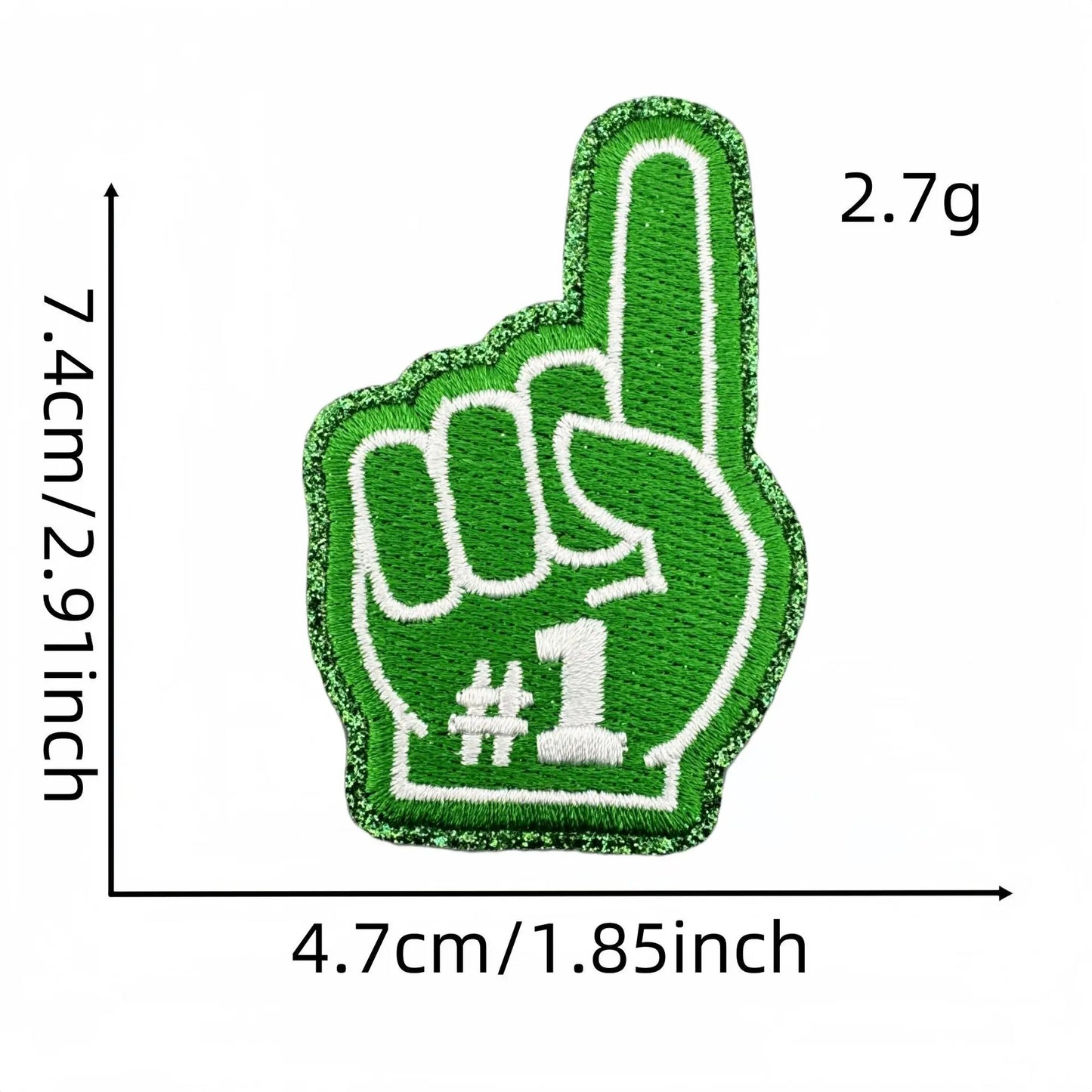 Trendy Small Glitter Sport Number One Finger Trucker Hat Patches - Clpatch