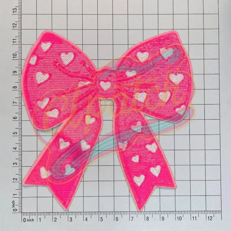 Heart-Shaped Bow with Beaded Embroidery Patches - Clpatch