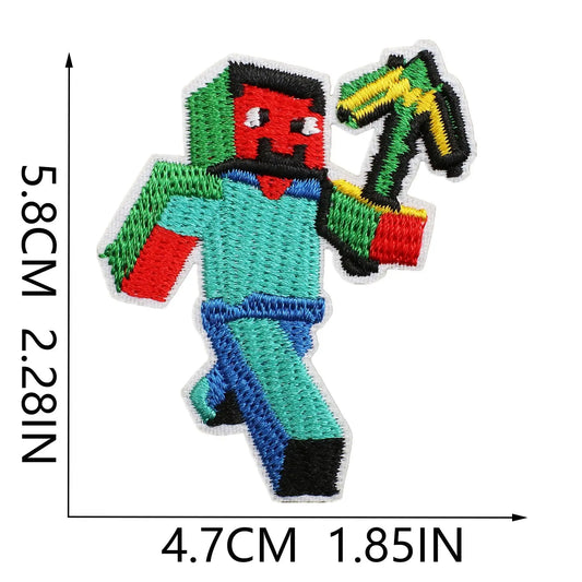 Minecraft Steve  holding pickaxe Embroidered Patch Clpatch   huge range of embroidery patch