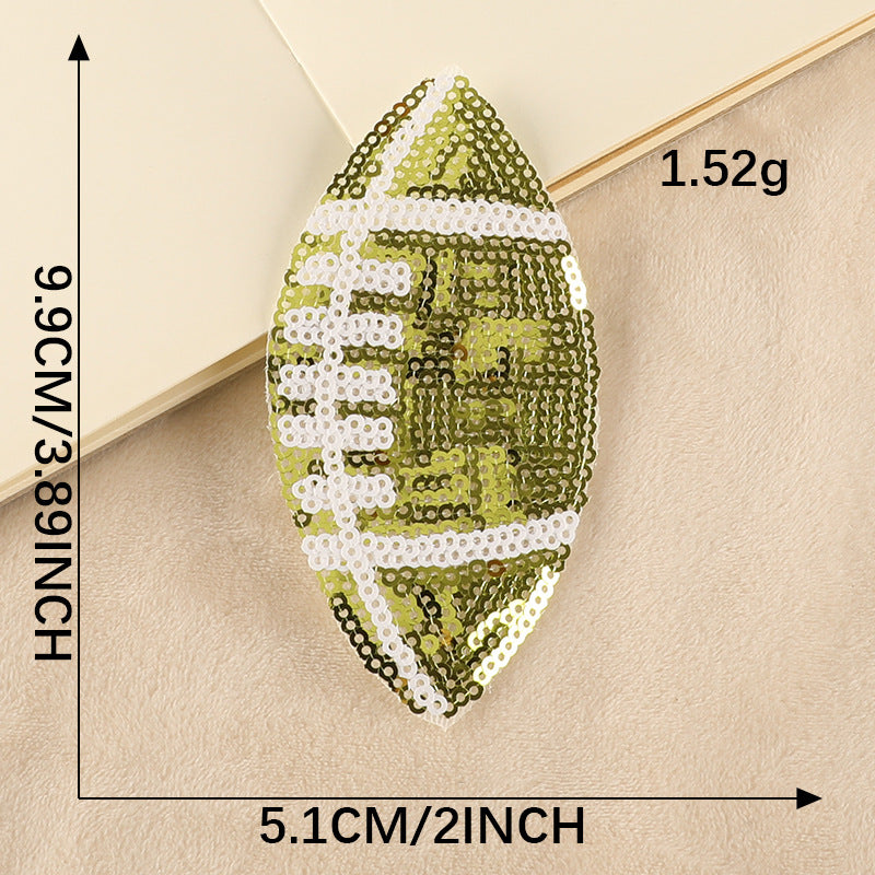 Sequin Football 4 INCH Iron on Patch - Clpatch