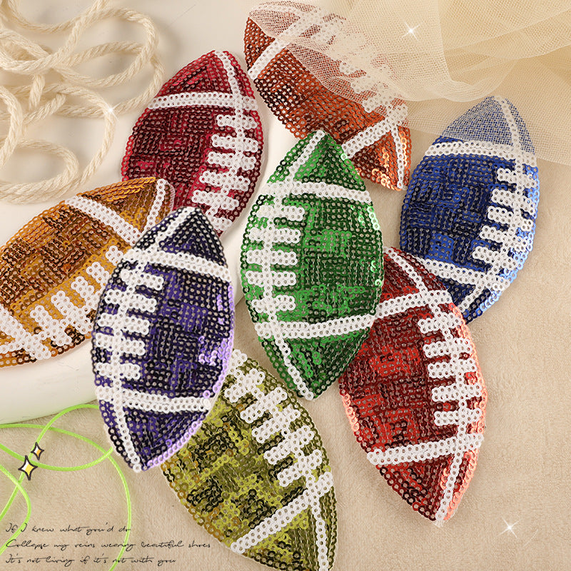 Sequin Football 4 INCH Iron on Patch - Clpatch