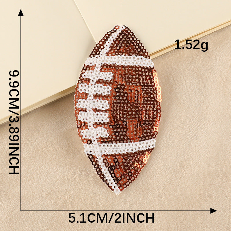 Sequin Football 4 INCH Iron on Patch - Clpatch