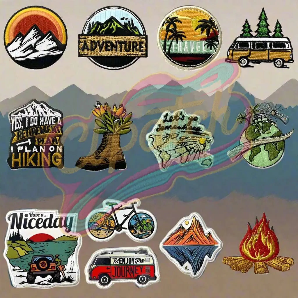 Outdoor Camping Embroidered Iron On Patches,Vintage Retro Patches,Mountain Camping Adventure Patch for bag，DIY，Jeans，Clothing - Clpatch