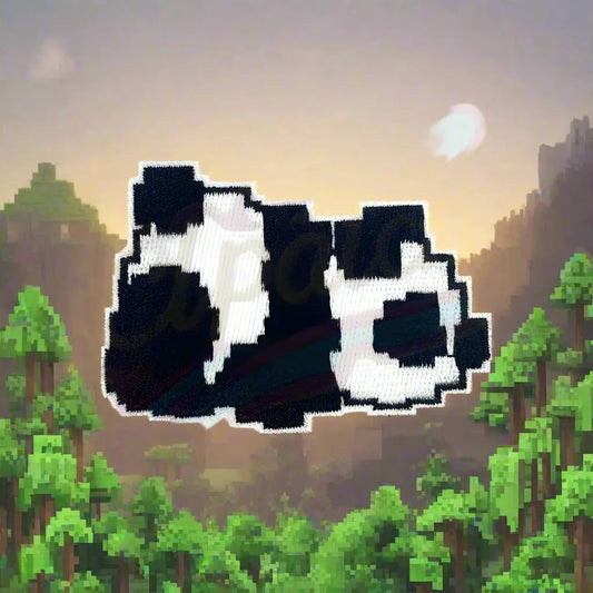 Panda pixel  style embroidery keychain Clpatch   huge range of embroidery patch