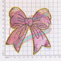Pink bow sequins embroidery patch with gold edge - Clpatch
