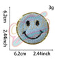 Smile Face chenille embroidery patch with gold edge - Clpatch