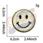 Smile Face chenille embroidery patch with gold edge - Clpatch