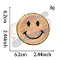 Smile Face chenille embroidery patch with gold edge - Clpatch