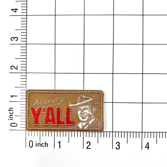 Western cowboy style howdy yall brown embroidered patch for hat Clpatch   huge range of embroidery patch