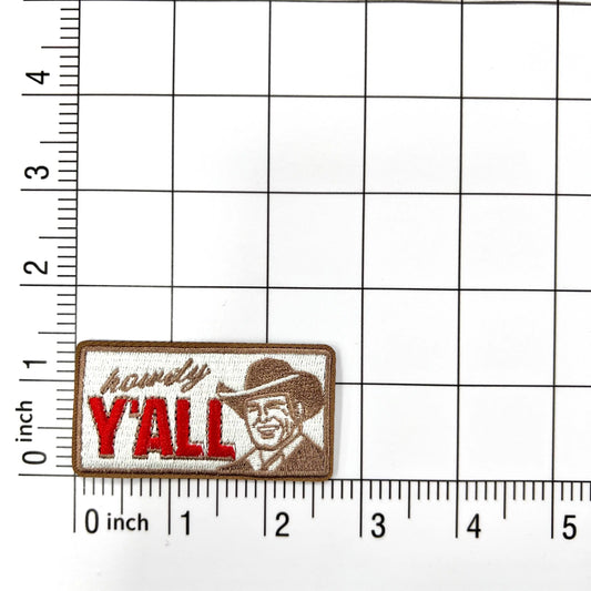 Western cowboy style howdy yall white embroidered patch for hat Clpatch   huge range of embroidery patch