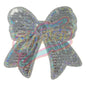 side bow sliver Lasers sequins embroidery patches with adhesive - Clpatch